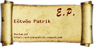 Eötvös Patrik névjegykártya